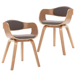 Decoshop26 Lot de 2 chaises de salle à manger cuisine design intemporel bois courbé et tissu taupe CDS020273