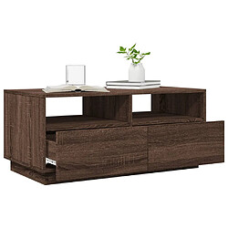 ComfortXL Table Basse Avec Lumières LED Chêne Marron 90x49x40 Cm pas cher