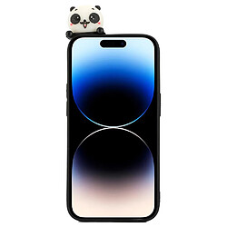 Coque en silicone Motif de dessin animé en 3D, anti-rayures pour votre iPhone 14 Pro - Panda noir