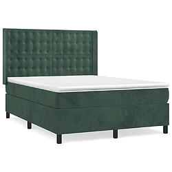 vidaXL Sommier à lattes de lit et matelas Vert foncé 140x190cm Velours