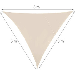 Helloshop26 Voile d'ombrage triangle 3 x 3 x 3 m beige 13_0002937