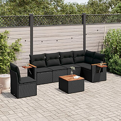 Maison Chic Salon de jardin 7 pcs avec coussins | Ensemble de Table et chaises | Mobilier d'Extérieur noir résine tressée -GKD77825