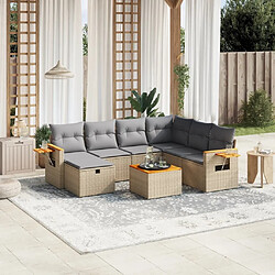 Maison Chic Ensemble à manger d'extérieur 8 pcs avec coussins,Salon de jardin,Mobilier de jardin mélange beige résine tressée -GKD155881