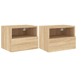 vidaXL Meubles TV muraux 2 pcs chêne sonoma 40x30x30cm bois ingénierie