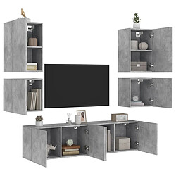 vidaXL Unités murales TV 6 pcs gris béton bois d'ingénierie