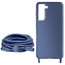 Avizar Coque Cordon pour Samsung Galaxy S21 FE Semi-Rigide Lanière 80cm Bleu Nuit