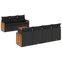 Maison Chic Salon de jardin 8 pcs avec coussins | Ensemble de Table et chaises | Mobilier d'Extérieur noir résine tressée -GKD91538