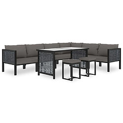 Maison Chic Salon de jardin 9 pcs + coussins - Mobilier/Meubles de jardin - Table et chaises d'extérieur Résine tressée Anthracite -MN80537