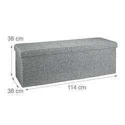 Helloshop26 Banquette banc pour coffre de rangement en lin avec couvercle gris 114 cm 3013010 