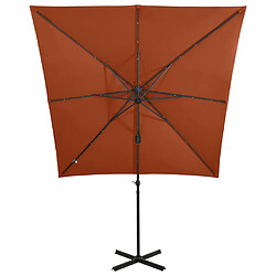 Acheter Helloshop26 Parasol meuble de jardin déporté avec mât et lumières led 250 cm terre cuite 02_0008538