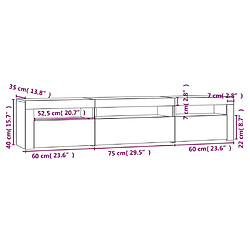 vidaXL Meuble TV avec lumières LED Chêne marron 195x35x40 cm pas cher