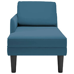 Avis vidaXL Fauteuil long avec coussin et accoudoir droit bleu velours