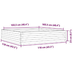 vidaXL Jardinière 110x110x23 cm bois de pin imprégné pas cher