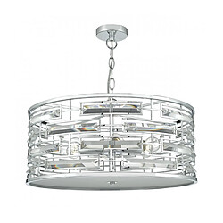 Luminaire Center Suspension Seville cristal et chrome poli 6 ampoules