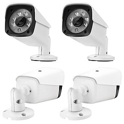 Yonis Kit Vidéosurveillance 4CH 1080P 2MP Vision Nocturne Détecteur Mouvement Blanc pas cher