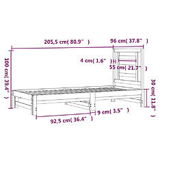 vidaXL Lit coulissant sans matelas noir 2x(90x200) cm pas cher