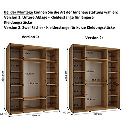 Abiks Meble Armoire DAVOS 1 À Portes Coulissantes 235,2/190/60 3 Portes pas cher