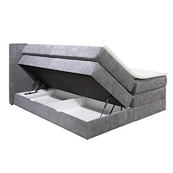 Vente-Unique Ensemble complet boxspring tête de lit + sommiers coffre + matelas + surmatelas - 2 x 80 x 200 cm - Velours côtelé - Gris - IVOLOS de PALACIO pas cher