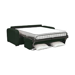 Vente-Unique Canapé 3 places convertible express en velours côtelé vert sapin - Couchage 140 cm - Matelas 14 cm - BEVIS pas cher