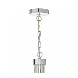 Luminaire Center Suspension Lyon chrome poli et cristal 8 ampoules pas cher