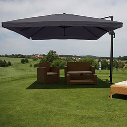 Decoshop26 Parasol de restauration 3x3m (Ø4,24m) polyester/aluminium 23kg anthracite sans support 04_0003326