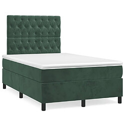 Maison Chic Lit adulte- Lit + matelas,Sommier à lattes de lit avec matelas vert foncé 120x190 cm -GKD62226