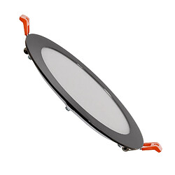 Acheter Ledkia Dalle LED 12W Ronde Extra-Plate Coupe Ø 155 mm Noir Brillant Blanc chaud 3000K