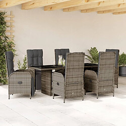 Maison Chic Ensemble à manger d'extérieur 7 pcs avec coussins,Salon de jardin,Mobilier de jardin gris rotin -GKD151113