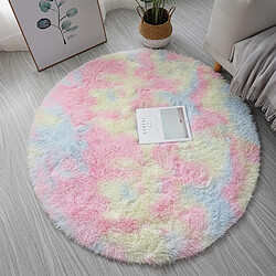 Universal Tapis en peluche rond Tapis en peluche pour salon Chambre à coucher Tapis de sol Quartier de chevet Tapis arc-en-ciel Tapis doux Tapis de chambre pour enfants | Tapis (120 cm)