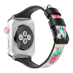 Acheter Wewoo Lettre T Forme Simple Floral Bracelet de montre en cuir véritable avec boucle en acier inoxydable pour Apple Watch séries 3 et 2 et 1 38mm (Jaune)