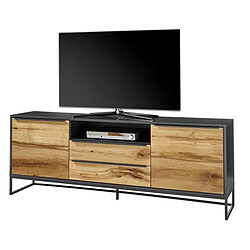 Avis Pegane Meuble TV coloris anthracite /chêne - Longueur 184 x Hauteur 69 x Profondeur 40 cm