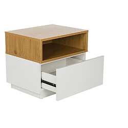 Table d'appoint / table de chevet MELMO 50 x 40 x 45 cm blanc/chêne hjh LIVING