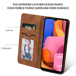 Wewoo Housse Coque Etui en cuir avec rabat horizontal magnétique pour Galaxy A20S Retro Skin Feel Business Marron