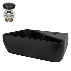 Lavabo avec vidage et trop-plein 45x27x13 cm noir en céramique ML-Design