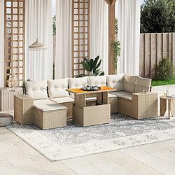 vidaXL Salon de jardin avec coussins 8 pcs beige résine tressée