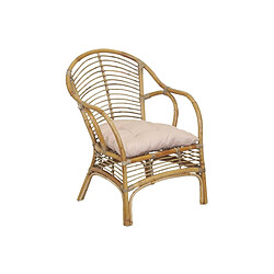 Aubry Gaspard Fauteuil en rotin marron + coussin.