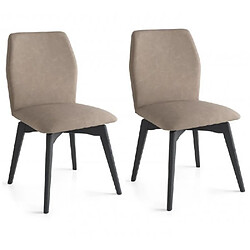 Inside 75 Lot de 2 Chaises HEXA structure bois assise aspect cuir désert