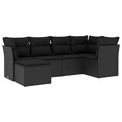 vidaXL Salon de jardin 6 pcs avec coussins noir résine tressée