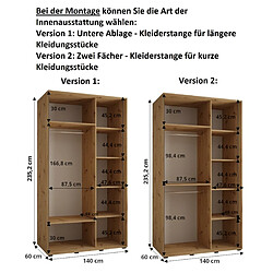 Abiks Meble Armoire DAVOS 1 À Portes Coulissantes 235,2/140/60 2 Portes pas cher