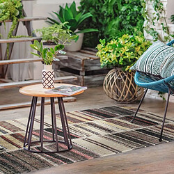 Thedecofactory VINTAGE IN&OUT - Tapis pour intérieur et extérieur rayures marron 80x200 pas cher