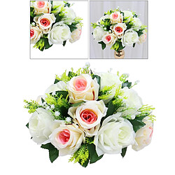 Acheter 26cm Réaliste Artificielle Rose Fleurs Boule 15 Têtes Mariage Bouquet Décor Multi Couleur