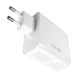 Chargeur Secteur Puissance 65W Compact avec Câble USB-C 1.8m LinQ blanc