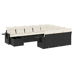 Maison Chic Salon de jardin 11 pcs avec coussins | Ensemble de Table et chaises | Mobilier d'Extérieur noir résine tressée -GKD23252