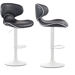 Decoshop26 Lot de 2 tabourets de bar design contemporain pieds en métal blanc mat assise en synthétique noir 10_0000355