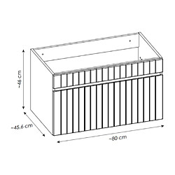 Vente-Unique Meuble sous vasque suspendu strié blanc - 80 cm - SATARA pas cher