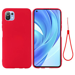 Coque en silicone Liquide avec Sangle rouge pour votre Xiaomi Mi 11 Lite 4G/5G