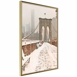 Paris Prix Affiche Murale Encadrée Winter in New York 20 x 30 cm Or