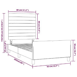 vidaXL Cadre de lit sans matelas gris foncé 80x200 cm velours pas cher