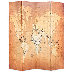 vidaXL Cloison de séparation pliable 160 x 170 cm Carte du monde Jaune