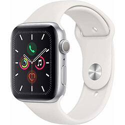 Apple Watch Serie 5 GPS, Boîtier 40mm Aluminium Argent et bracelet sportif blanc